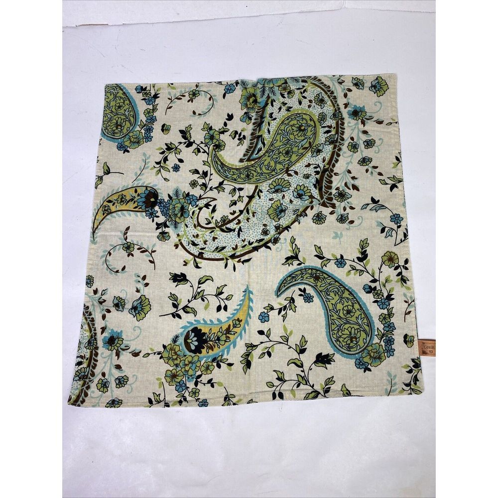 Great Finds Place Mats Good Friends 12 Placemats‎ White Green Paisley 17x16.5